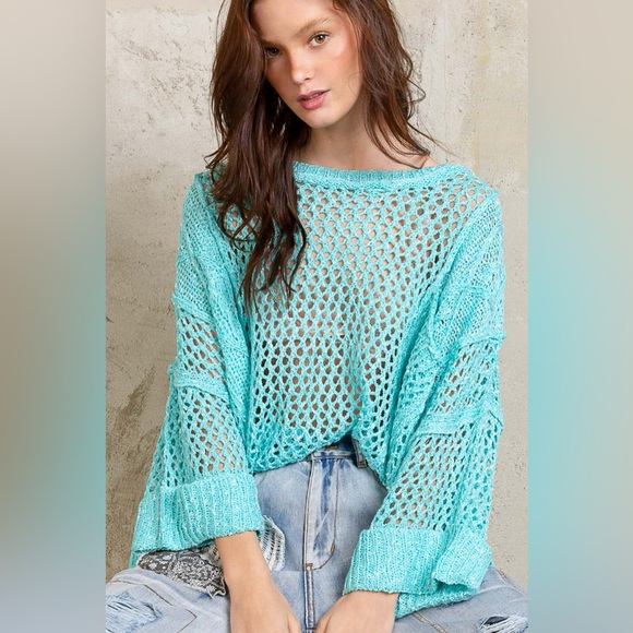 #28 POL 🌸CLOSEOUT PRICE FIRM 🌸New! Pol Oversized Chunky Crochet Sweater Top - Picture 3 of 4